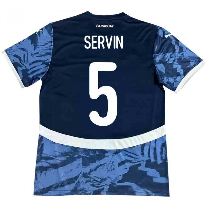 Hombre Camiseta Paraguay Thiago Servín #5 Azul 2ª Equipación 24-26 La Camisa