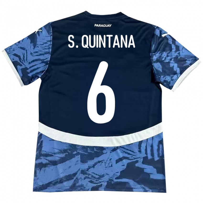Hombre Camiseta Paraguay Sebastián Quintana #6 Azul 2ª Equipación 24-26 La Camisa