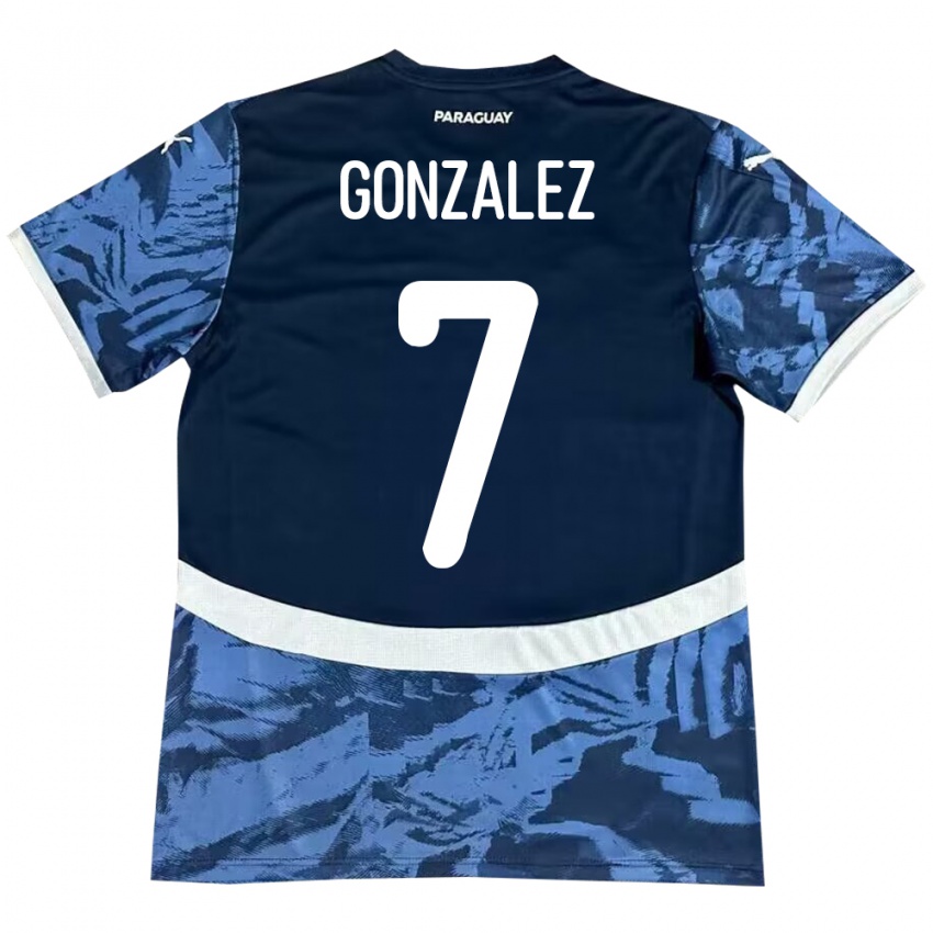 Hombre Camiseta Paraguay Diego González #7 Azul 2ª Equipación 24-26 La Camisa