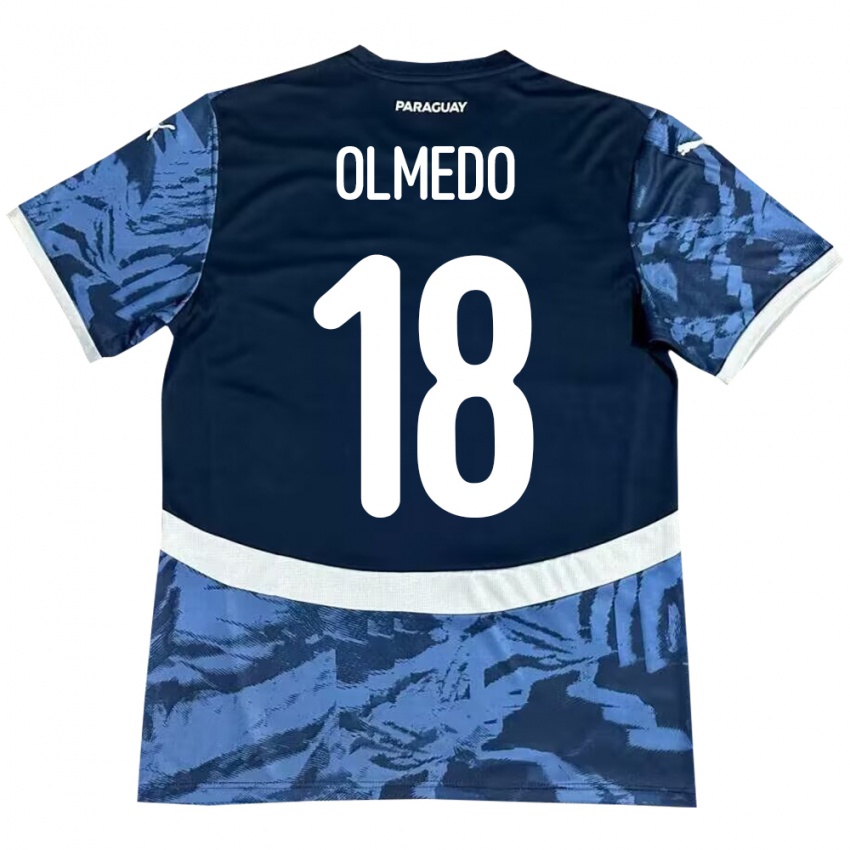 Hombre Camiseta Paraguay Cesar Olmedo #18 Azul 2ª Equipación 24-26 La Camisa