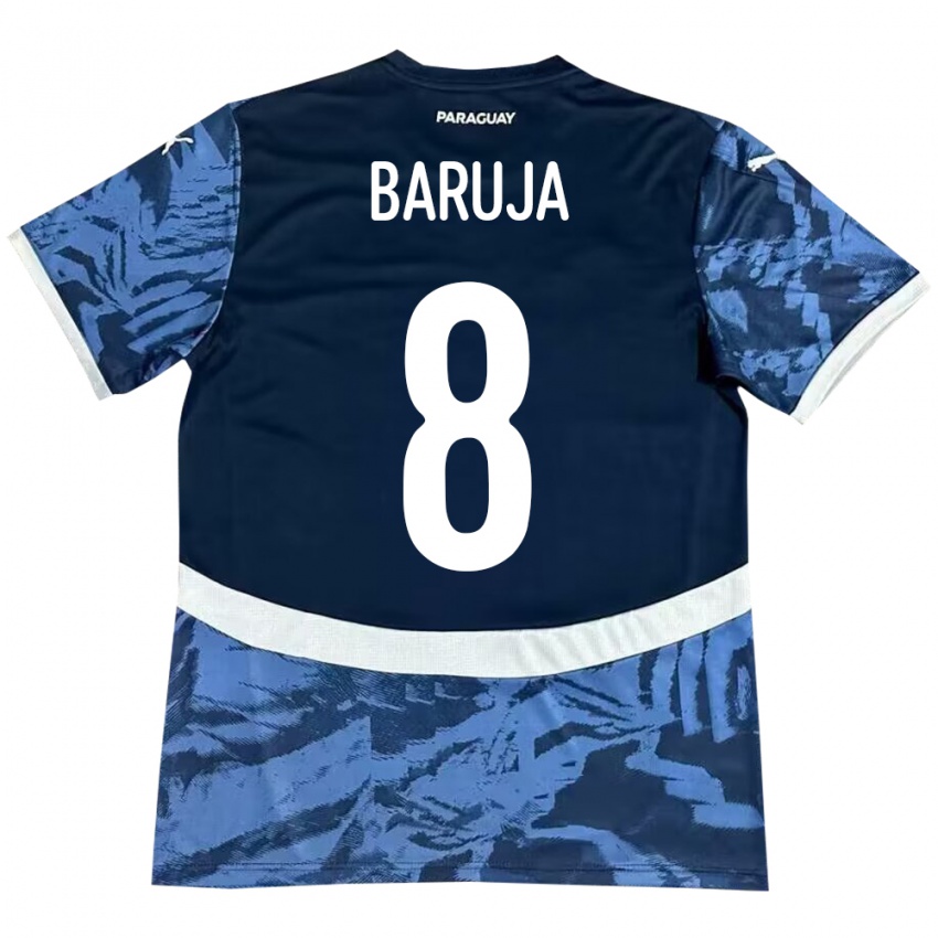 Hombre Camiseta Paraguay Fabrizio Baruja #8 Azul 2ª Equipación 24-26 La Camisa