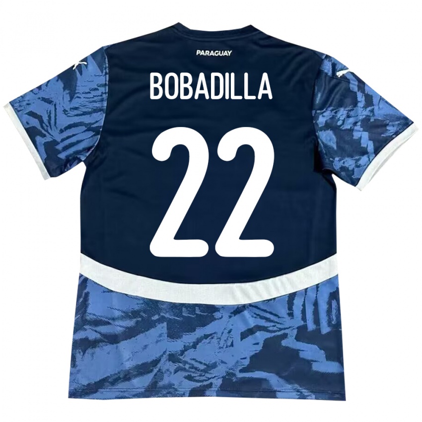 Hombre Camiseta Paraguay Dylan Bobadilla #22 Azul 2ª Equipación 24-26 La Camisa