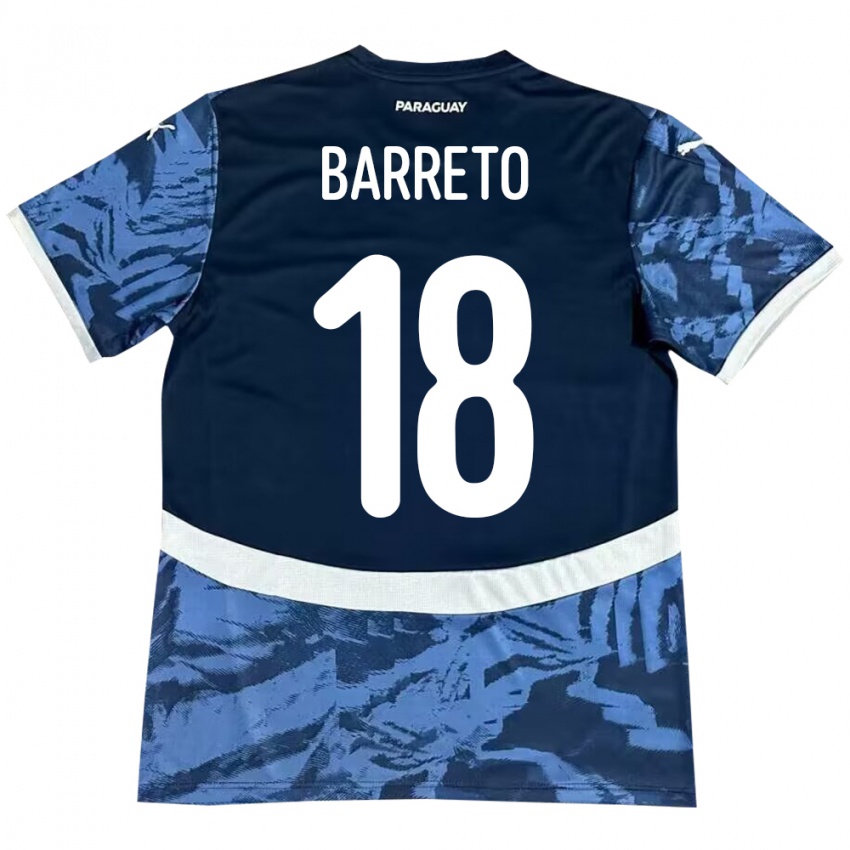Hombre Camiseta Paraguay Liz Barreto #18 Azul 2ª Equipación 24-26 La Camisa