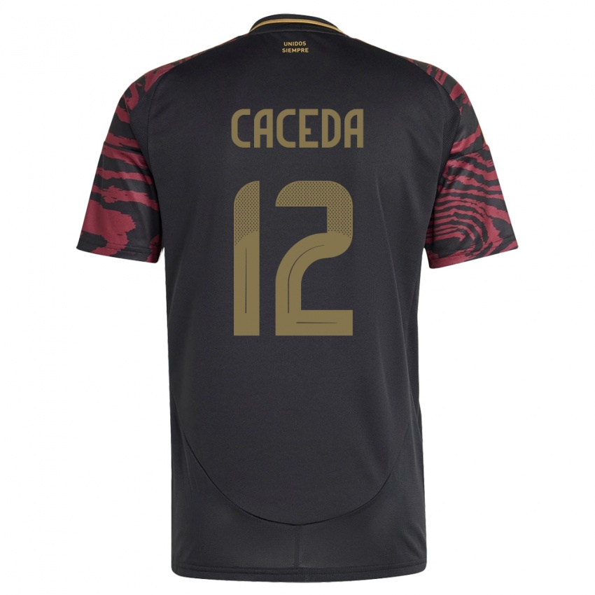 Hombre Camiseta Perú Carlos Cáceda #12 Negro 2ª Equipación 24-26 La Camisa