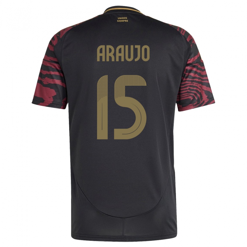 Hombre Camiseta Perú Miguel Araujo #15 Negro 2ª Equipación 24-26 La Camisa