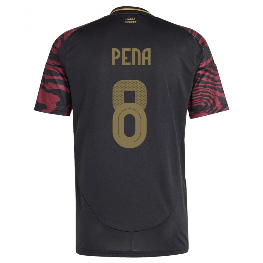 Hombre Camiseta Perú Sergio Peña #8 Negro 2ª Equipación 24-26 La Camisa