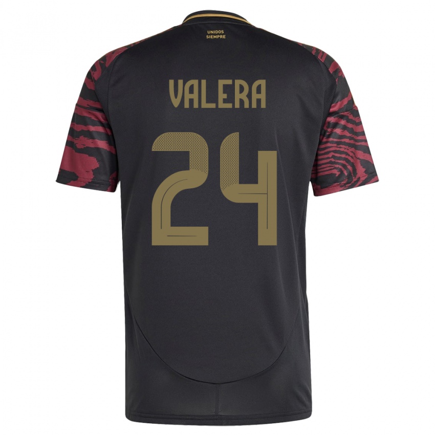 Hombre Camiseta Perú Álex Valera #24 Negro 2ª Equipación 24-26 La Camisa