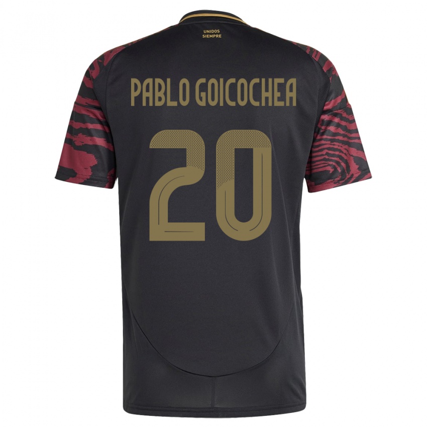 Hombre Camiseta Perú Juan Pablo Goicochea #20 Negro 2ª Equipación 24-26 La Camisa