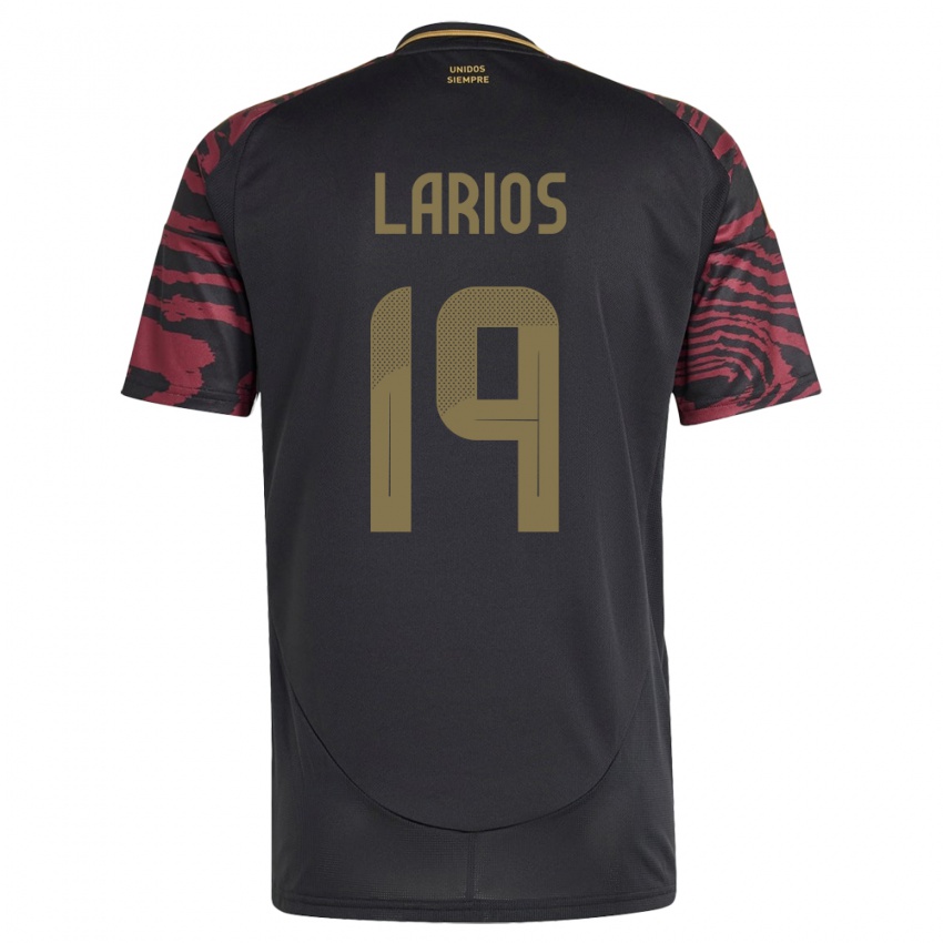 Hombre Camiseta Perú Guillermo Larios #19 Negro 2ª Equipación 24-26 La Camisa