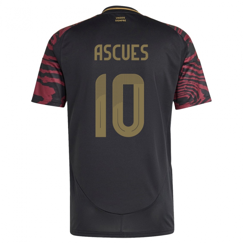 Hombre Camiseta Perú Adrián Ascues #10 Negro 2ª Equipación 24-26 La Camisa