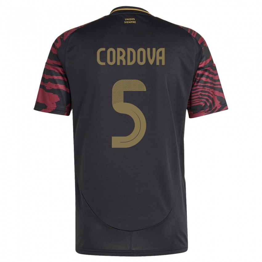 Hombre Camiseta Perú Bryan Córdova #5 Negro 2ª Equipación 24-26 La Camisa