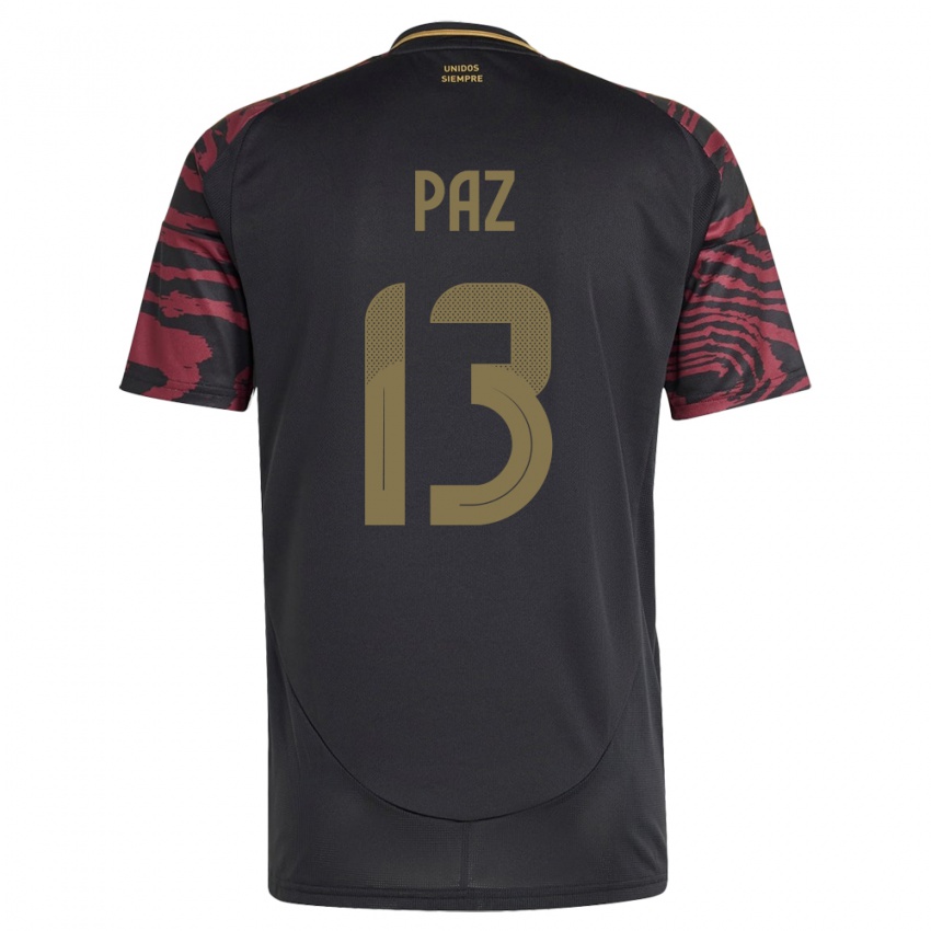 Hombre Camiseta Perú Braidy Paz #13 Negro 2ª Equipación 24-26 La Camisa