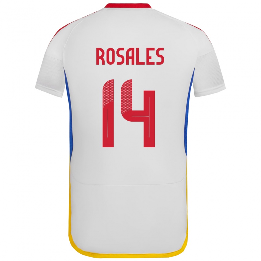 Hombre Camiseta Venezuela Roberto Rosales #14 Blanco 2ª Equipación 24-26 La Camisa