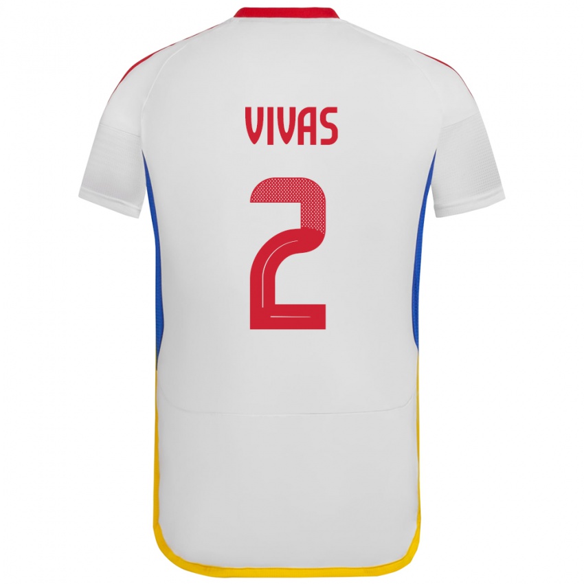 Hombre Camiseta Venezuela Carlos Vivas #2 Blanco 2ª Equipación 24-26 La Camisa