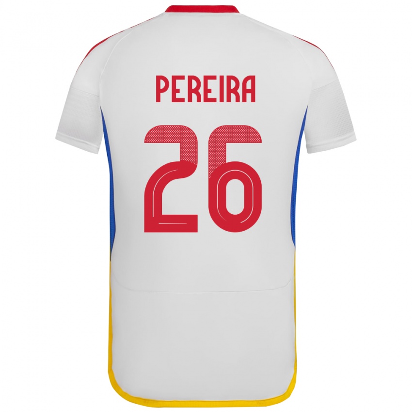 Hombre Camiseta Venezuela Daniel Pereira #26 Blanco 2ª Equipación 24-26 La Camisa