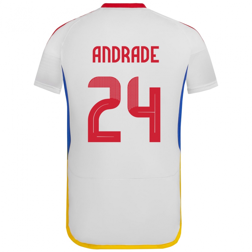 Hombre Camiseta Venezuela Kervin Andrade #24 Blanco 2ª Equipación 24-26 La Camisa