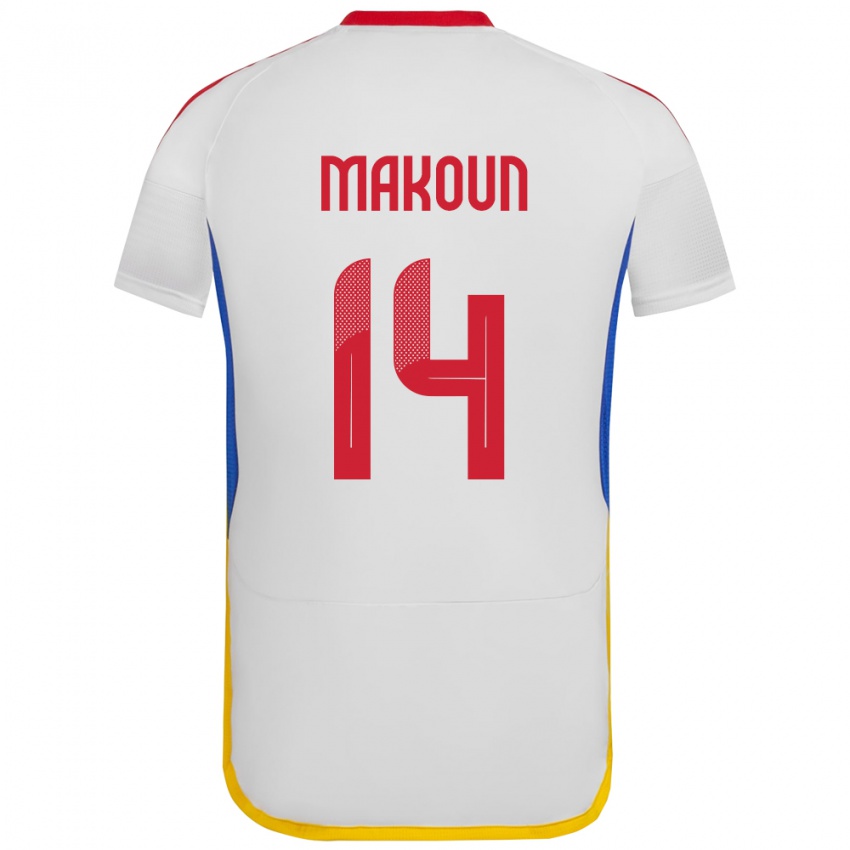 Hombre Camiseta Venezuela Christian Makoun #14 Blanco 2ª Equipación 24-26 La Camisa