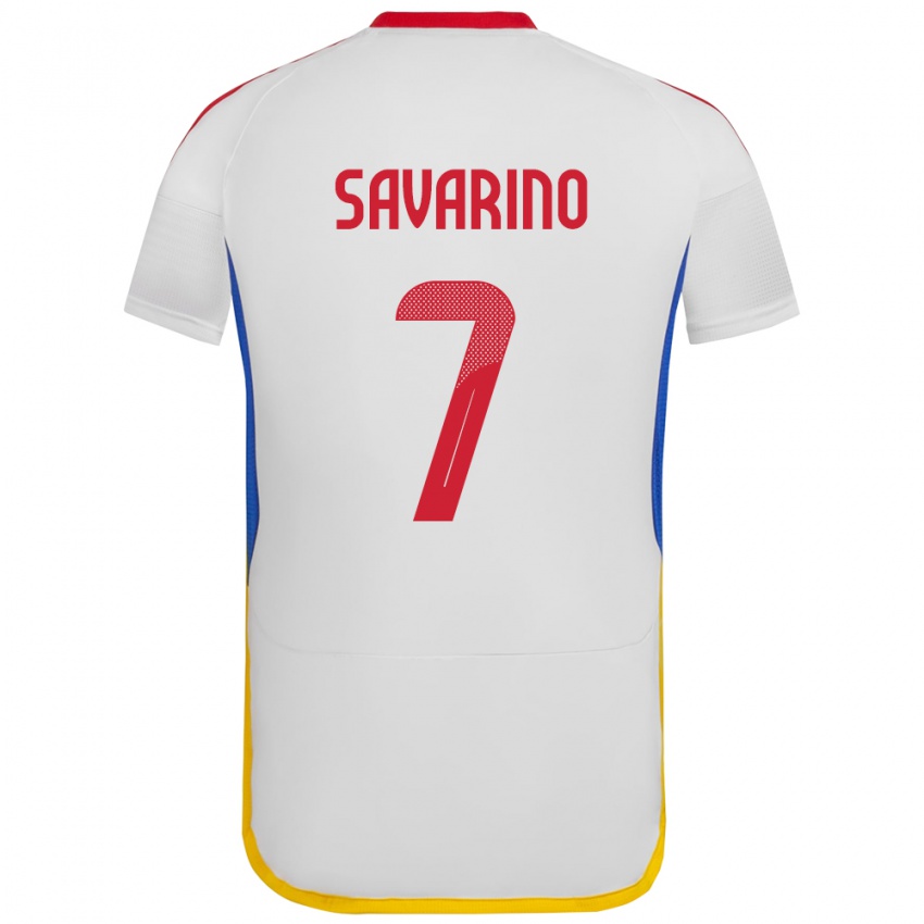 Hombre Camiseta Venezuela Jefferson Savarino #7 Blanco 2ª Equipación 24-26 La Camisa