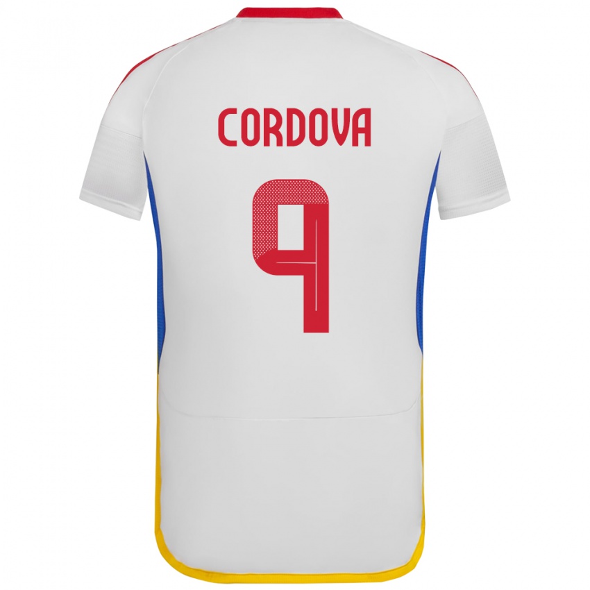 Hombre Camiseta Venezuela Sergio Córdova #9 Blanco 2ª Equipación 24-26 La Camisa