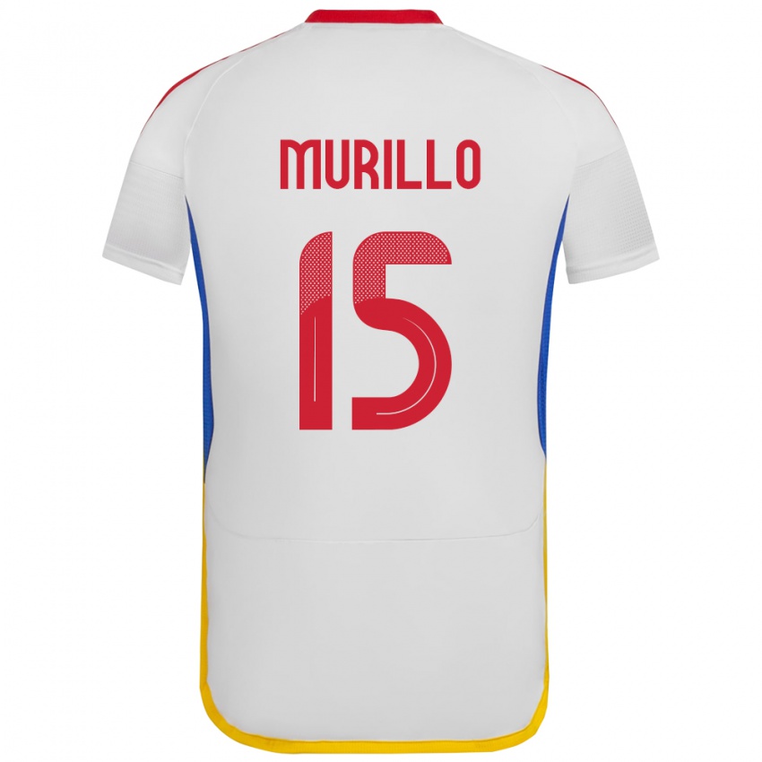 Hombre Camiseta Venezuela Jhon Murillo #15 Blanco 2ª Equipación 24-26 La Camisa