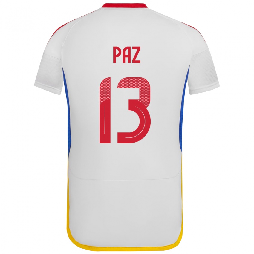 Hombre Camiseta Venezuela Jesús Paz #13 Blanco 2ª Equipación 24-26 La Camisa