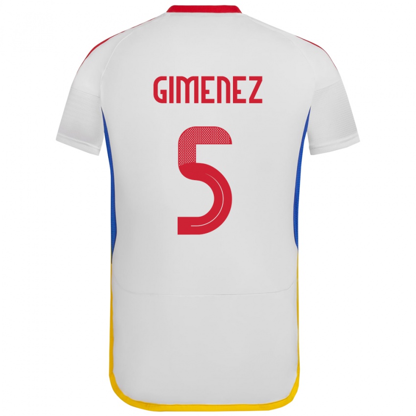 Hombre Camiseta Venezuela Yenifer Giménez #5 Blanco 2ª Equipación 24-26 La Camisa