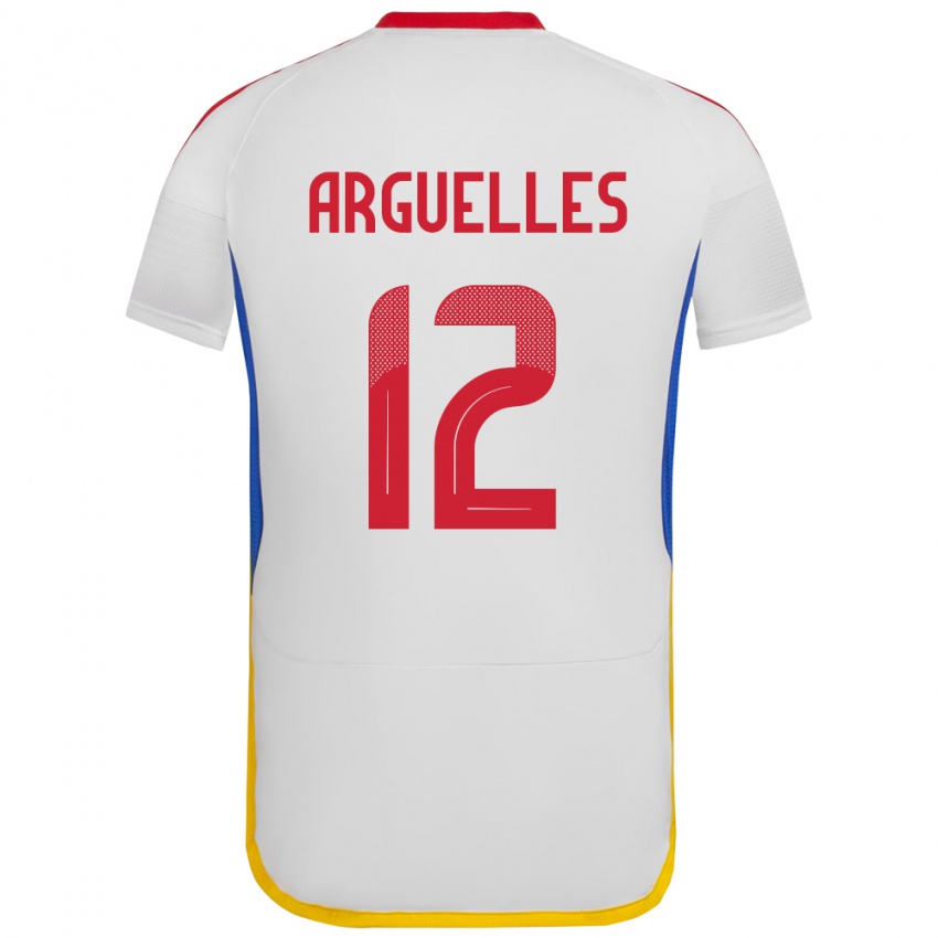 Hombre Camiseta Venezuela Wilmary Argüelles #12 Blanco 2ª Equipación 24-26 La Camisa