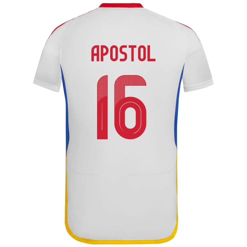 Hombre Camiseta Venezuela Floriangel Apóstol #16 Blanco 2ª Equipación 24-26 La Camisa