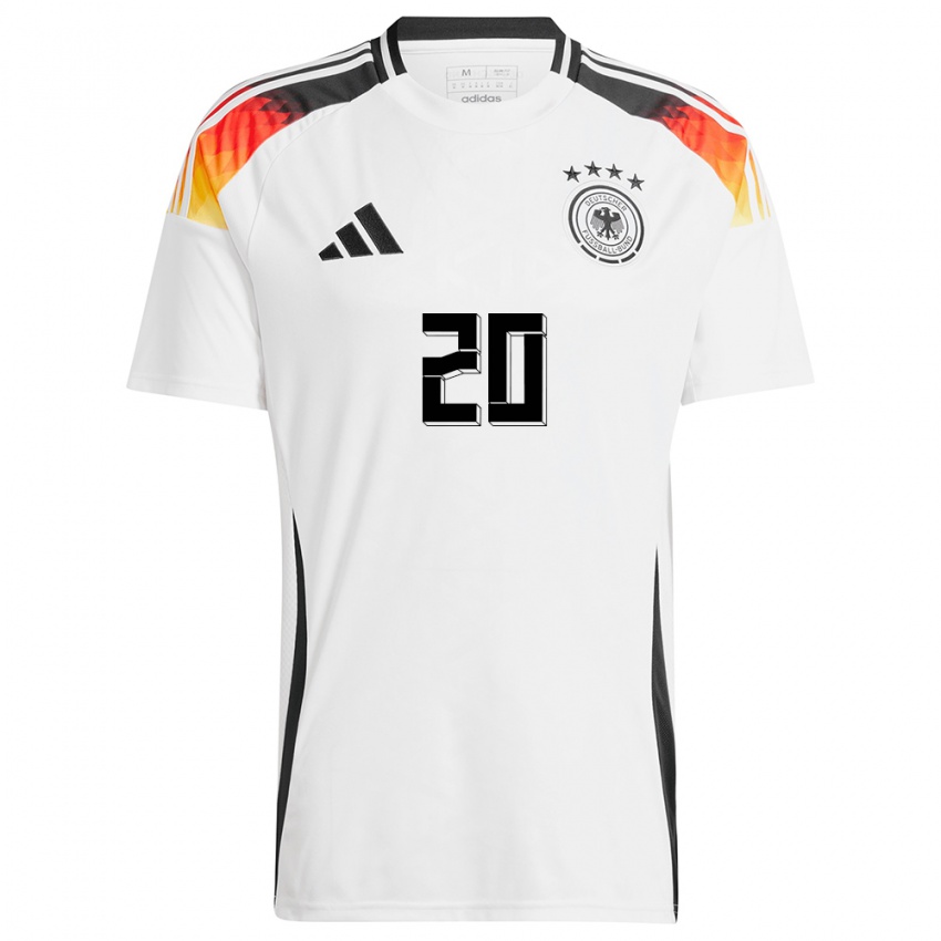 Mujer Camiseta Alemania Benjamin Henrichs #20 Blanco 1ª Equipación 24-26 La Camisa