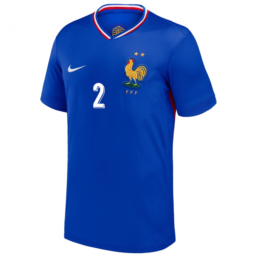 Mujer Camiseta Francia Benjamin Pavard #2 Azul 1ª Equipación 24-26 La Camisa