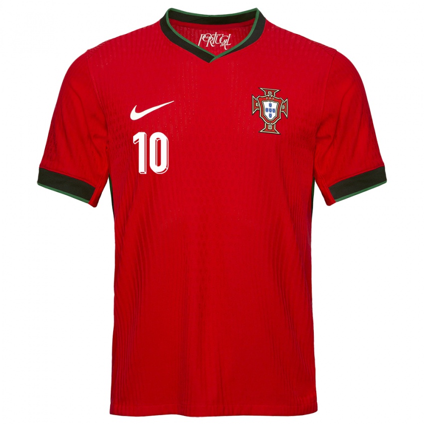 Mujer Camiseta Portugal Bernardo Silva #10 Rojo 1ª Equipación 24-26 La Camisa