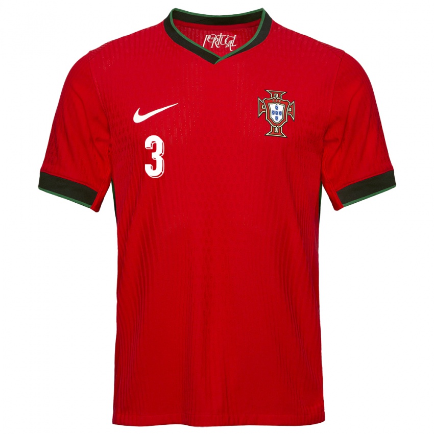 Mujer Camiseta Portugal Pepe #3 Rojo 1ª Equipación 24-26 La Camisa