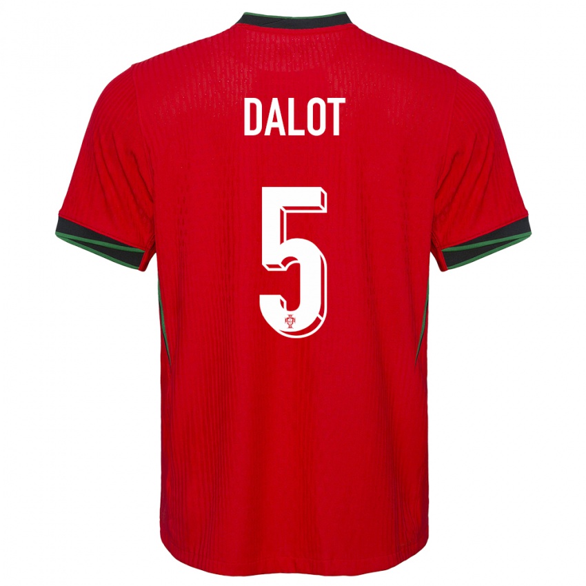 Mujer Camiseta Portugal Diogo Dalot #5 Rojo 1ª Equipación 24-26 La Camisa