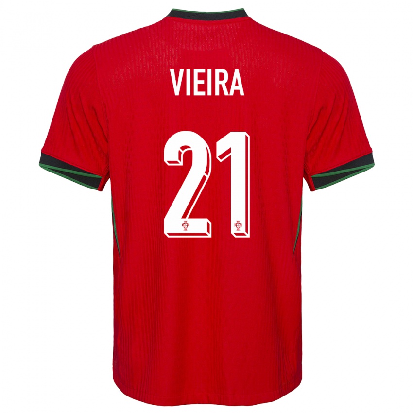 Mujer Camiseta Portugal Fabio Vieira #21 Rojo 1ª Equipación 24-26 La Camisa