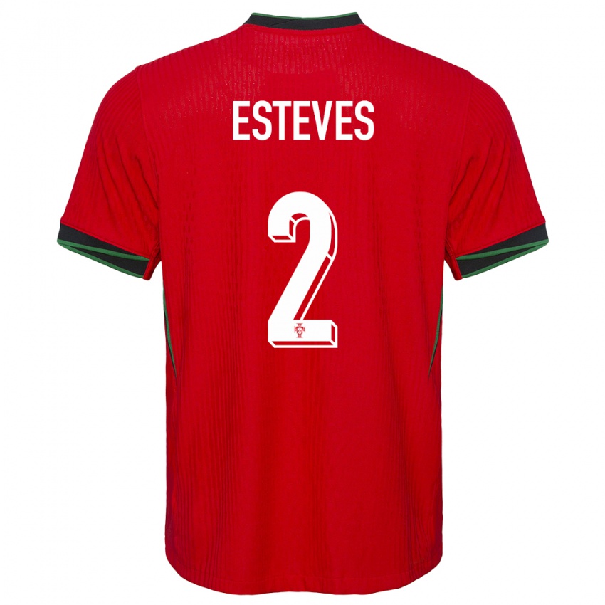 Mujer Camiseta Portugal Goncalo Esteves #2 Rojo 1ª Equipación 24-26 La Camisa