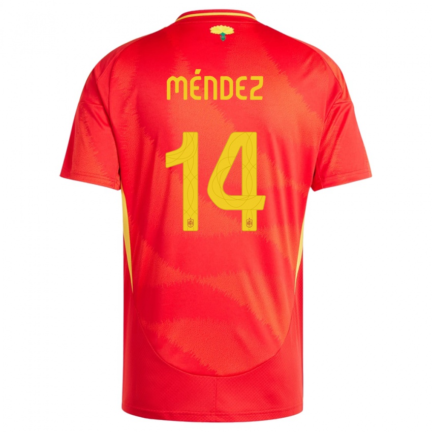 Mujer Camiseta España Maria Mendez #14 Rojo 1ª Equipación 24-26 La Camisa