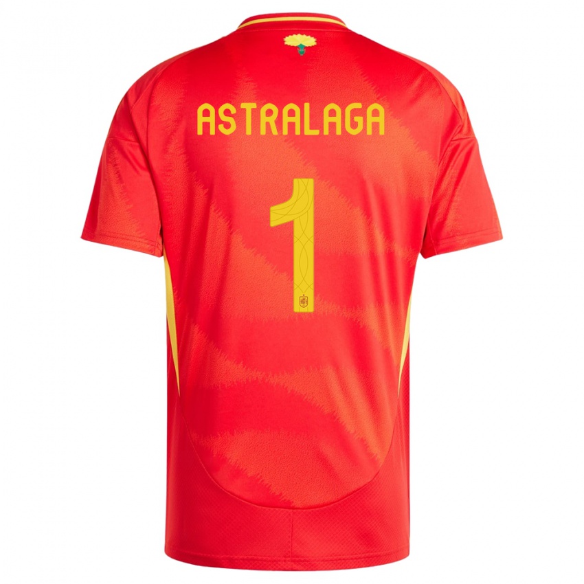 Mujer Camiseta España Ander Astralaga #1 Rojo 1ª Equipación 24-26 La Camisa