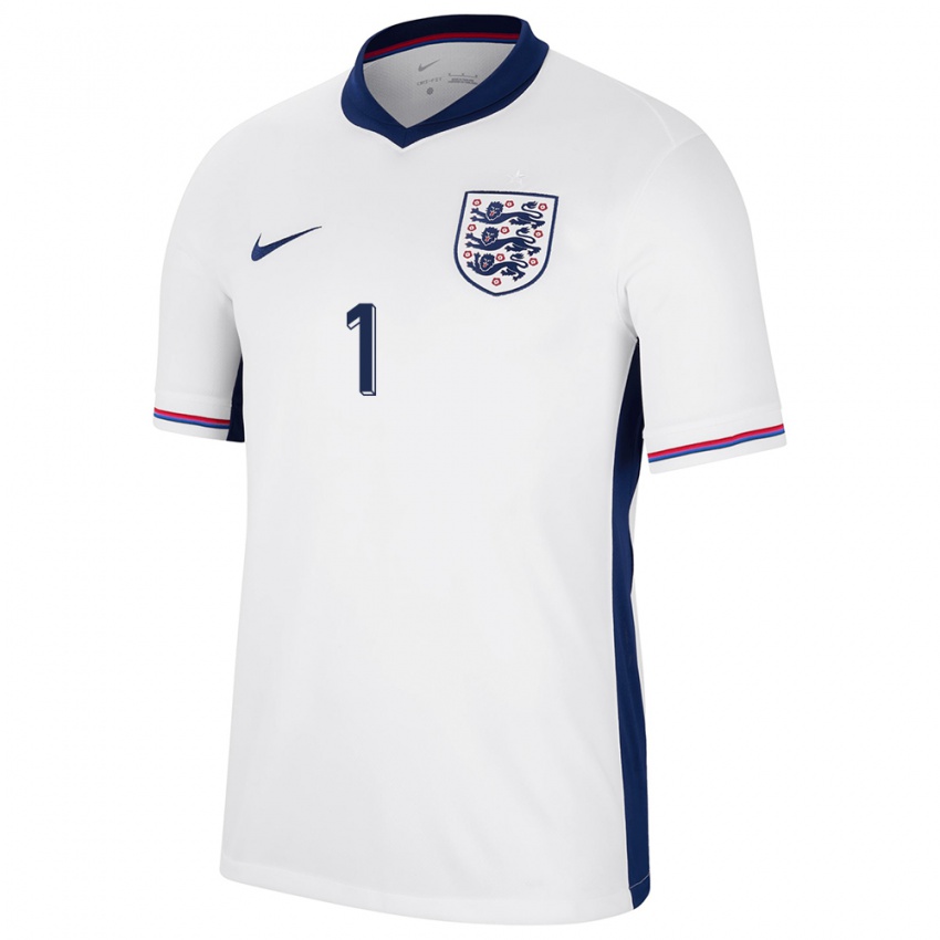 Mujer Camiseta Inglaterra Nick Pope #1 Blanco 1ª Equipación 24-26 La Camisa