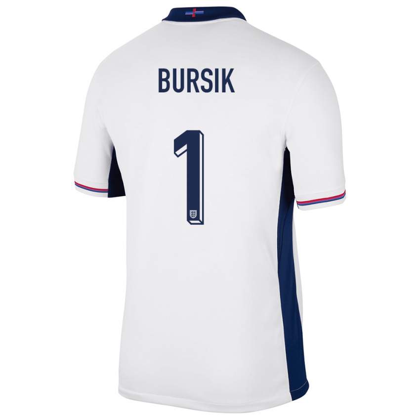 Mujer Camiseta Inglaterra Josef Bursik #1 Blanco 1ª Equipación 24-26 La Camisa