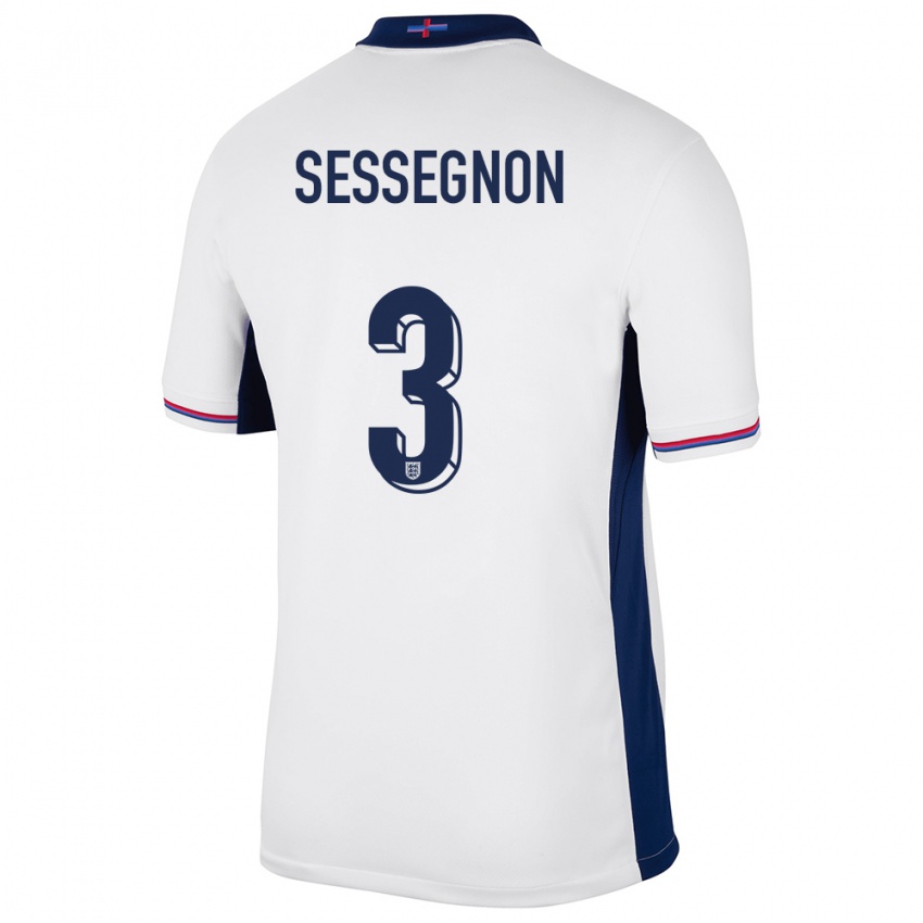 Mujer Camiseta Inglaterra Ryan Sessegnon #3 Blanco 1ª Equipación 24-26 La Camisa