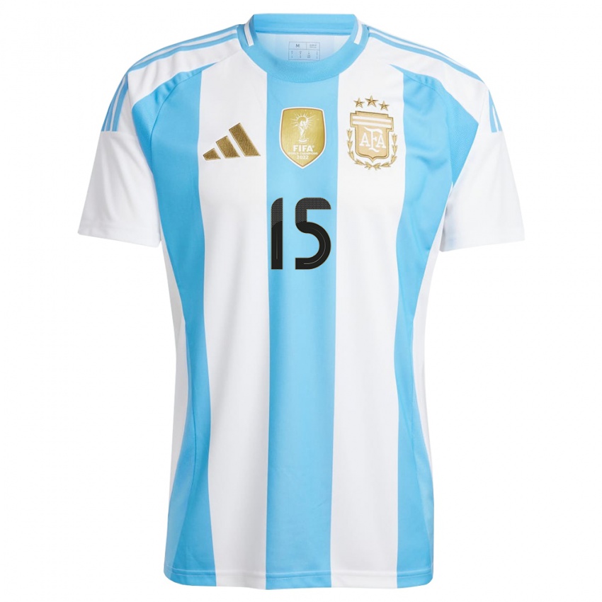 Mujer Camiseta Argentina Nicolas Gonzalez #15 Blanco Azul 1ª Equipación 24-26 La Camisa