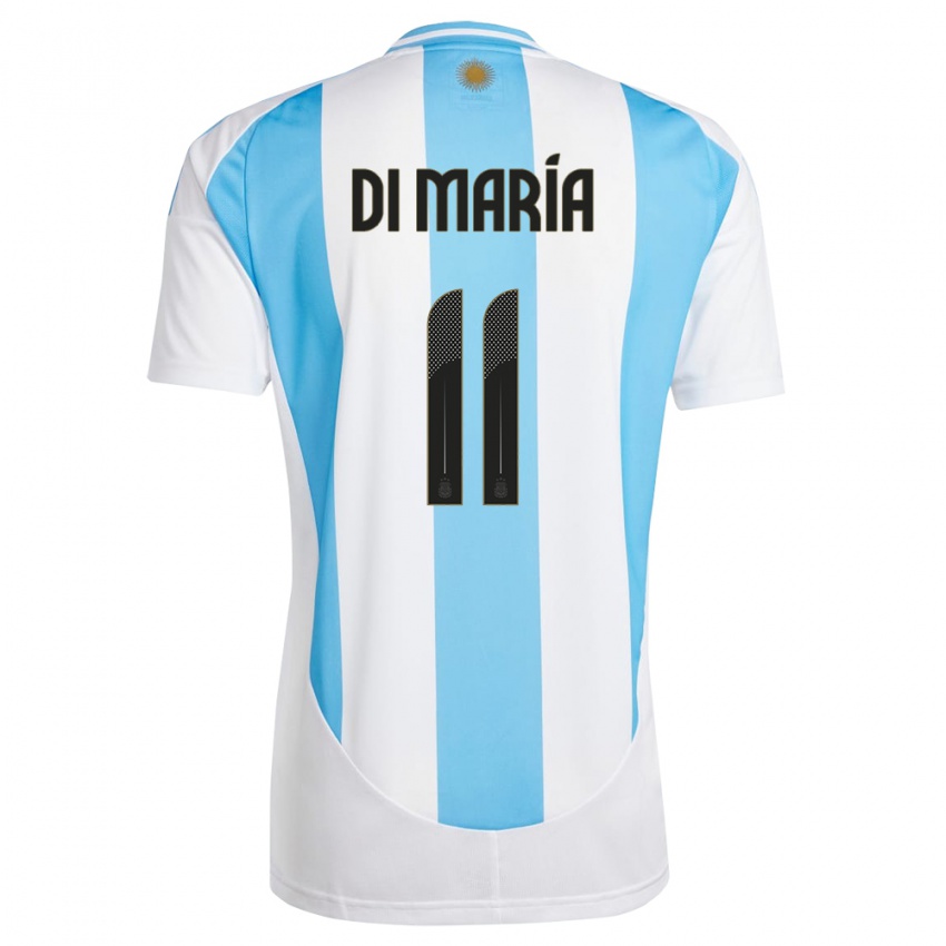 Mujer Camiseta Argentina Angel Di Maria #11 Blanco Azul 1ª Equipación 24-26 La Camisa