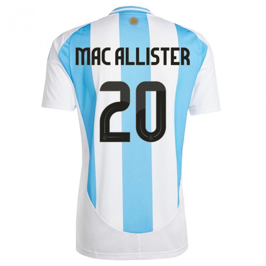 Mujer Camiseta Argentina Alexis Mac Allister #20 Blanco Azul 1ª Equipación 24-26 La Camisa