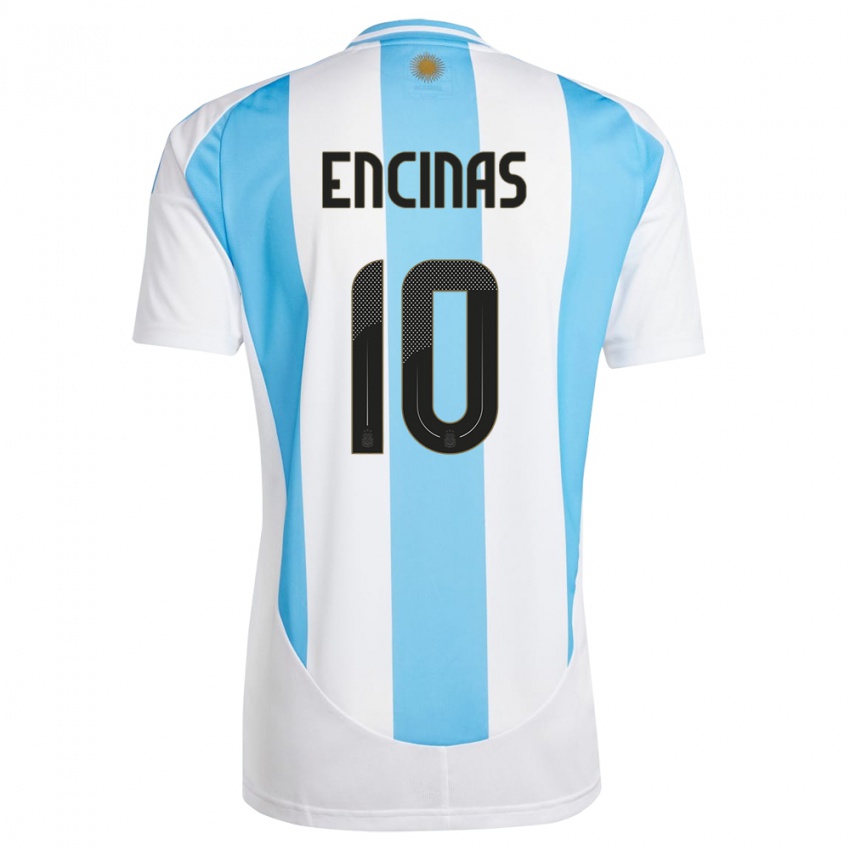 Mujer Camiseta Argentina Axel Encinas #10 Blanco Azul 1ª Equipación 24-26 La Camisa