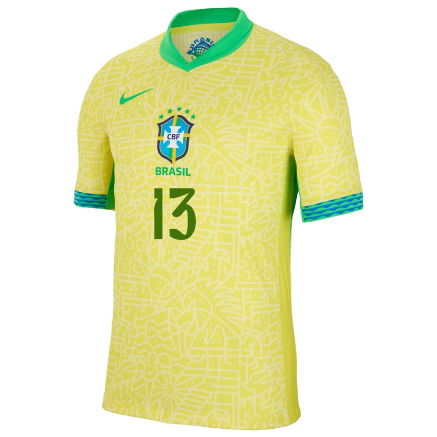 Mujer Camiseta Brasil Roger Ibanez #13 Amarillo 1ª Equipación 24-26 La Camisa