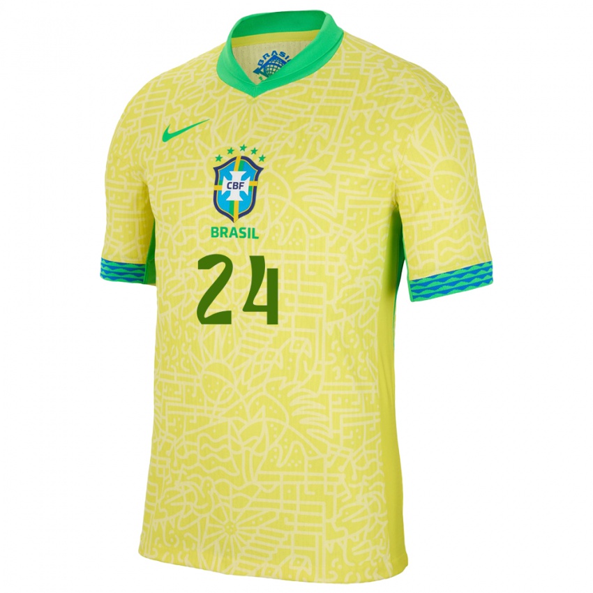 Mujer Camiseta Brasil Roberto Firmino #24 Amarillo 1ª Equipación 24-26 La Camisa