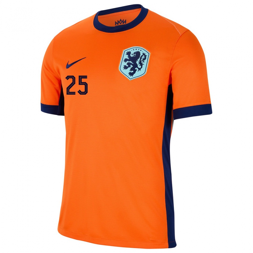 Mujer Camiseta Países Bajos Steven Bergwijn #25 Naranja 1ª Equipación 24-26 La Camisa