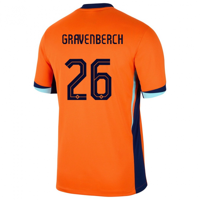 Mujer Camiseta Países Bajos Ryan Gravenberch #26 Naranja 1ª Equipación 24-26 La Camisa