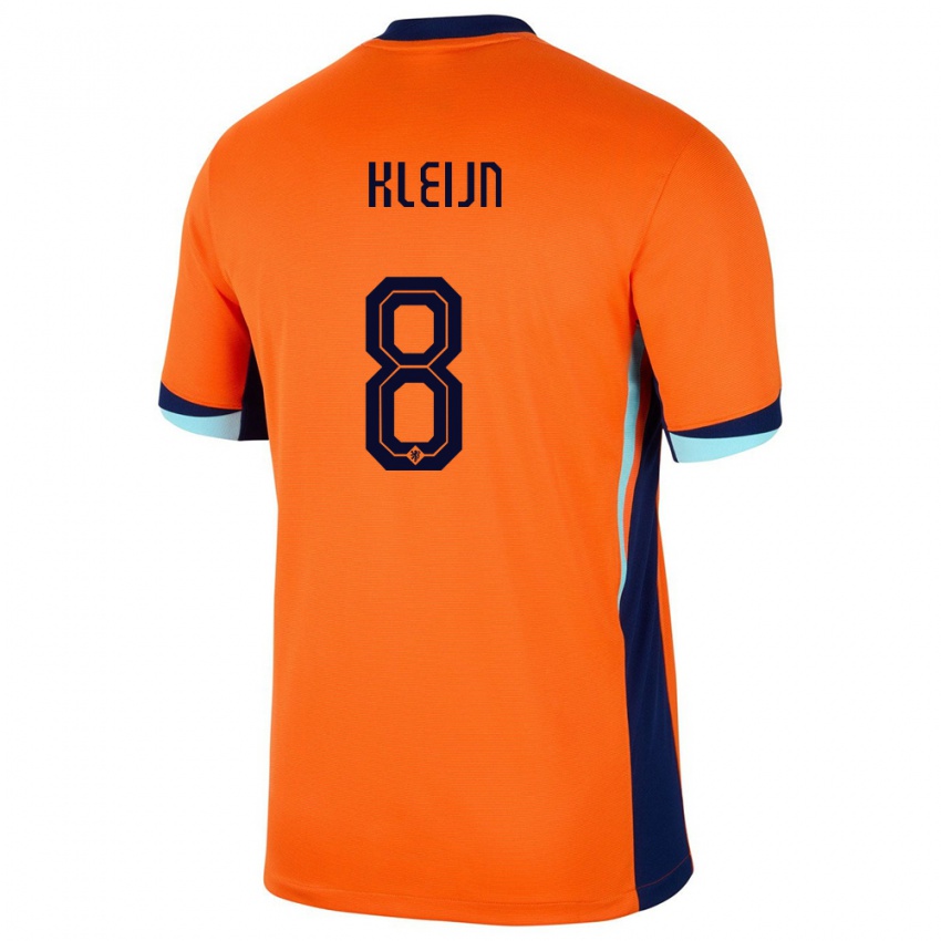 Mujer Camiseta Países Bajos Mike Kleijn #8 Naranja 1ª Equipación 24-26 La Camisa