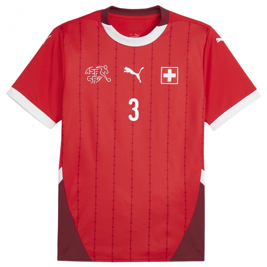 Mujer Camiseta Suiza Silvan Widmer #3 Rojo 1ª Equipación 24-26 La Camisa